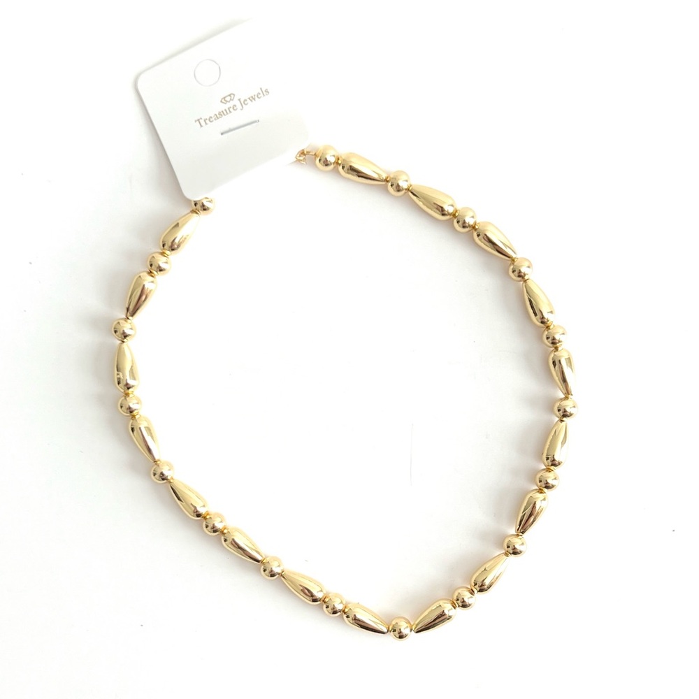 NWT Treasure Jewels Gold Mixed Bead Necklace